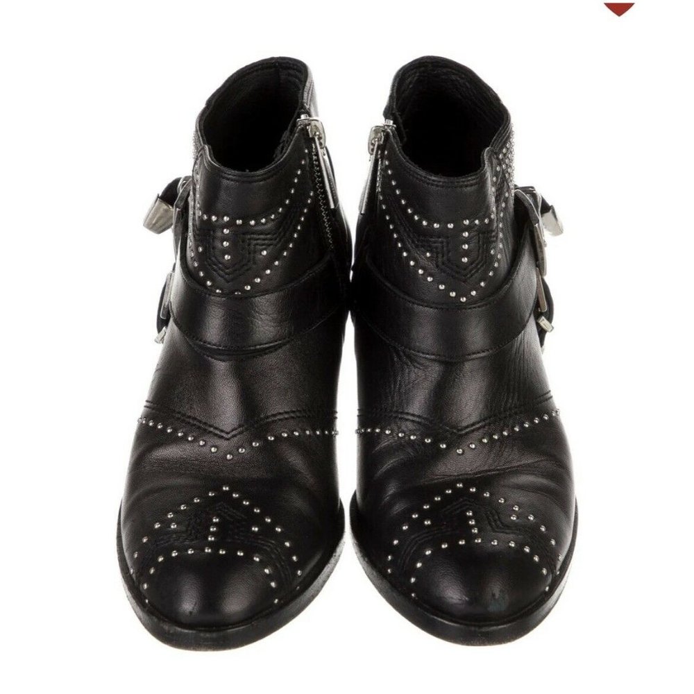 Anine Bing Bianca Leather Studded Accents Ankle Boots Black 6 36 Buckle Harness - Picture 3 of 12